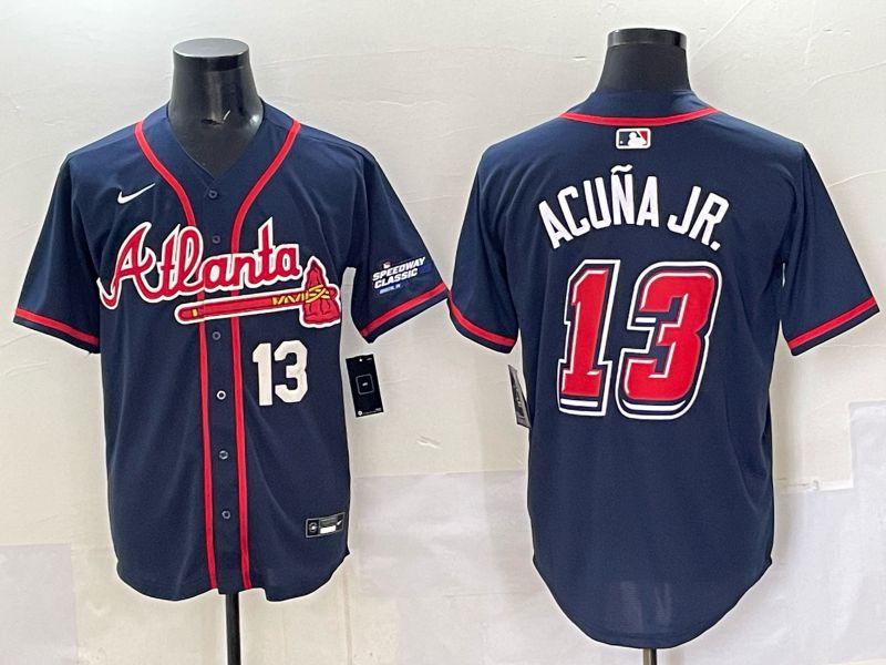 Men Atlanta Braves #13 Acuna jr Drak Blue Nike 2025 MLB Jersey style 03->atlanta braves->MLB Jersey